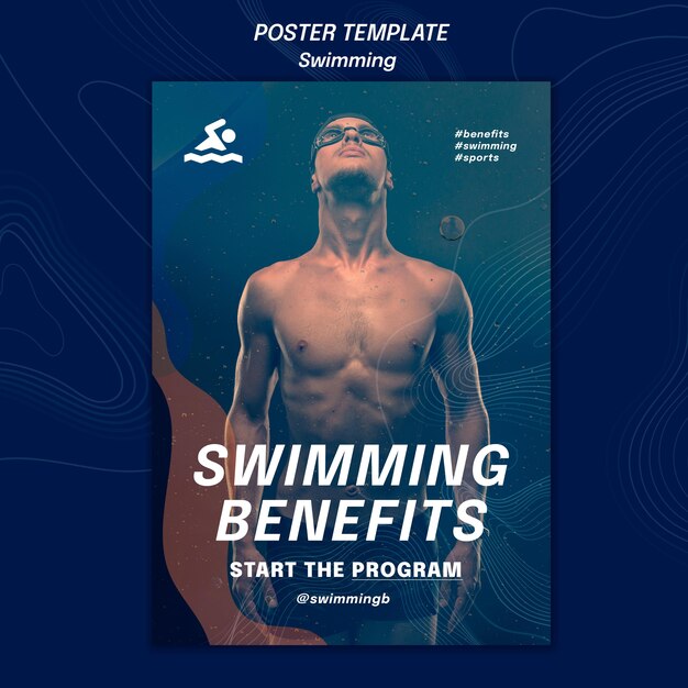 Affiche de modèle d'avantages de natation