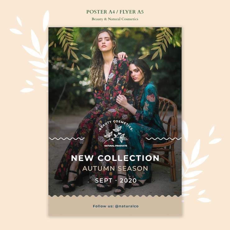 PSD gratuit affiche de modèle de cosmétiques naturels