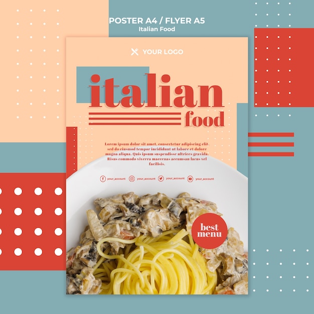 Affiche De Modèle De Cuisine Italienne