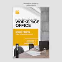 PSD gratuit affiche de modèle d'espace de bureau de coworking