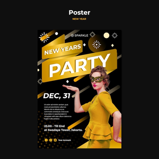 Affiche de modèle de fête du nouvel an