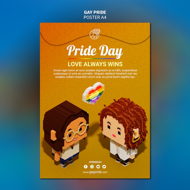 PSD gratuit affiche de modèle de fierté gay colorée