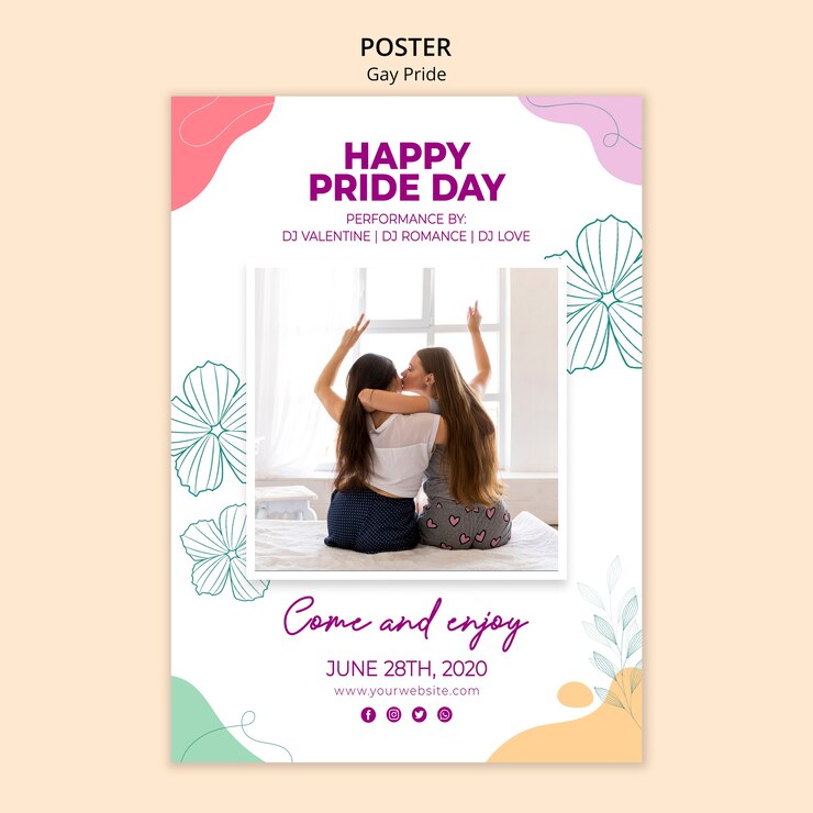 PSD gratuit affiche de modèle de fierté gay minimaliste