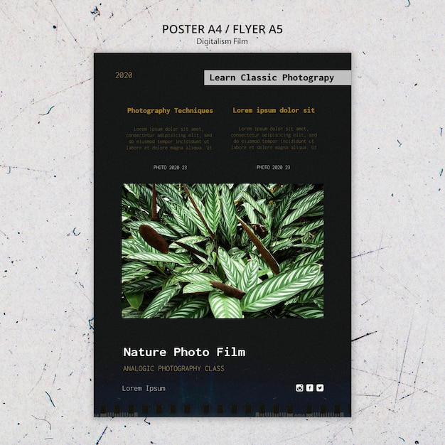 PSD gratuit affiche de modèle de film photo nature