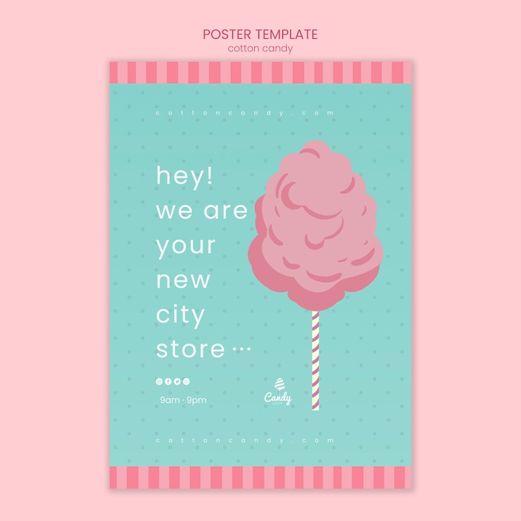 PSD gratuit affiche de modèle de magasin de bonbons