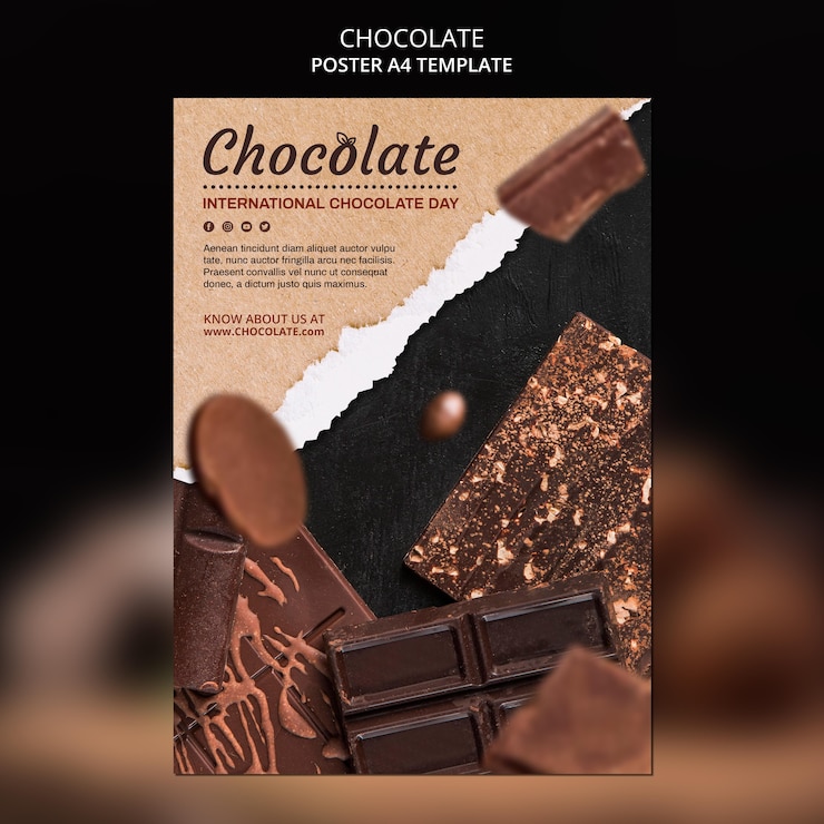 PSD gratuit affiche de modèle de magasin de chocolat