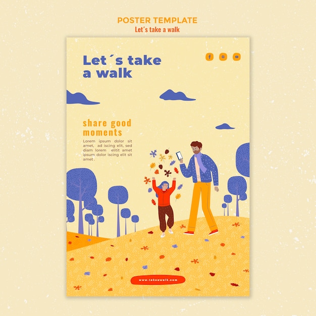 Affiche de modèle de promenade dans la nature
