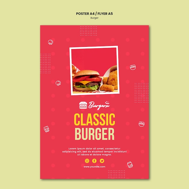 PSD gratuit affiche de modèle de restaurant burger