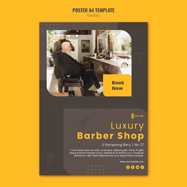 PSD gratuit affiche de modèle de salon de coiffure