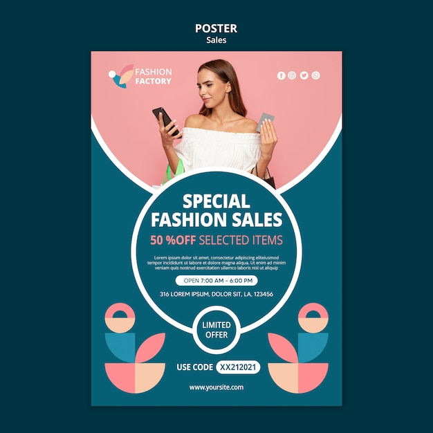 PSD gratuit affiche de modèle de vente de mode