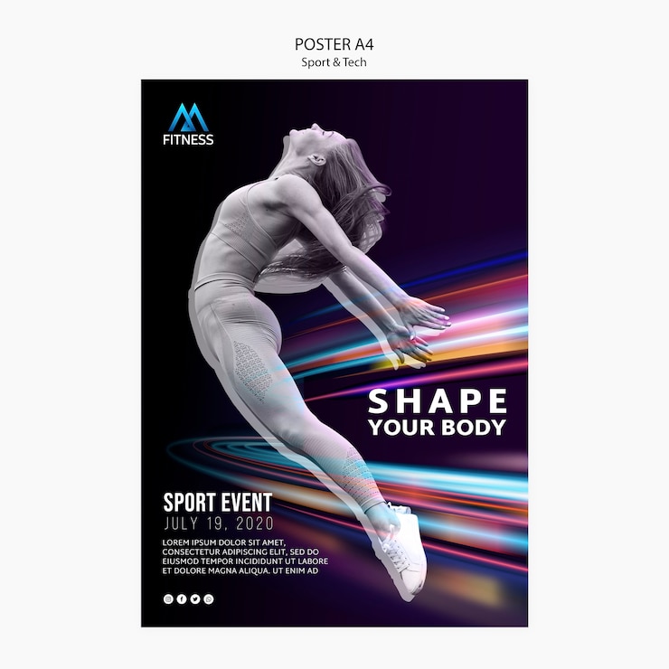 PSD gratuit affiche de motivation sport et technologie