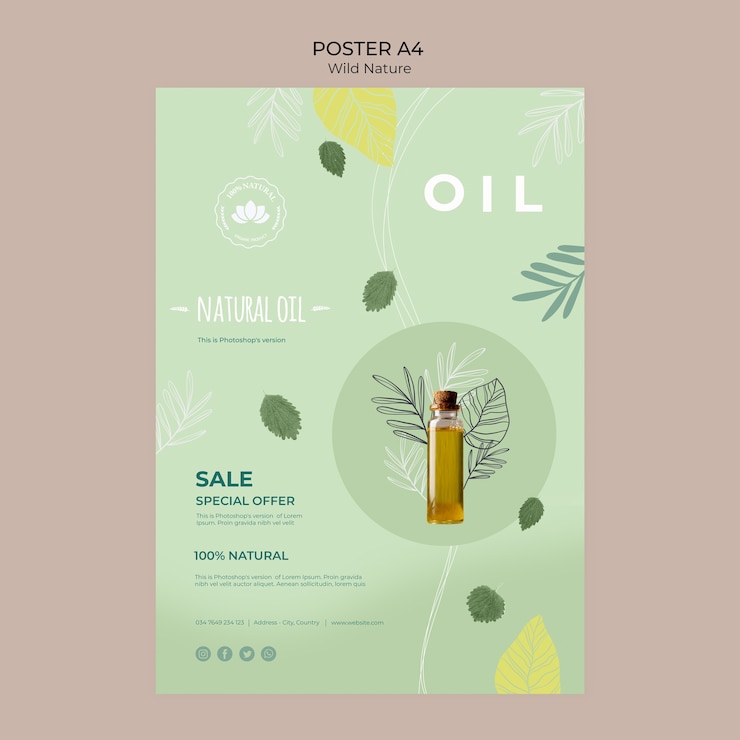 PSD gratuit affiche nature sauvage à l'huile naturelle