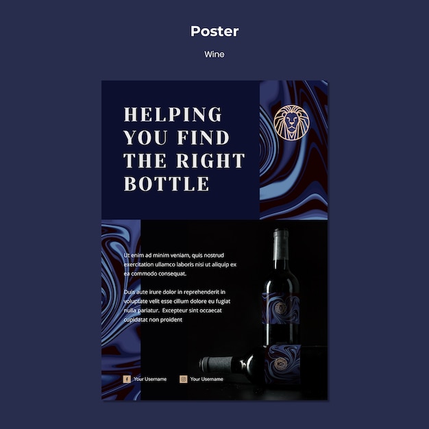 PSD gratuit affiche pour le commerce du vin