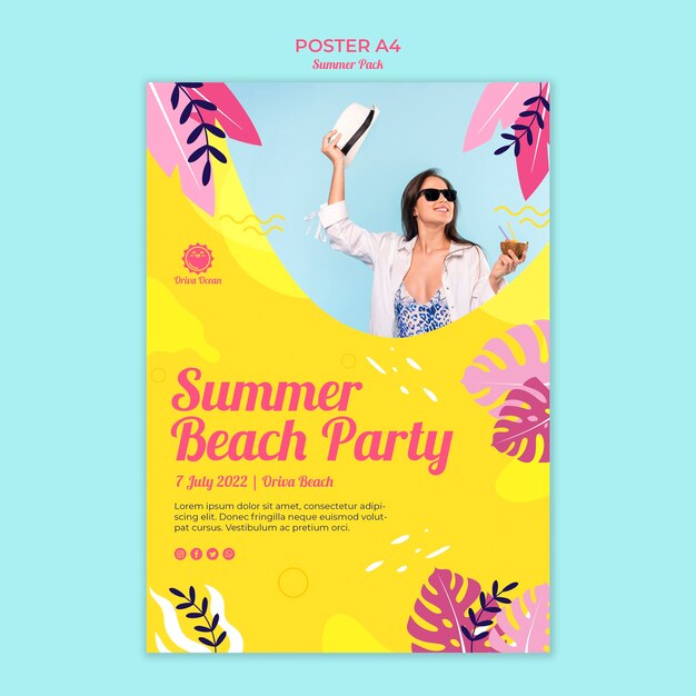 Affiche pour la fête de plage d'été