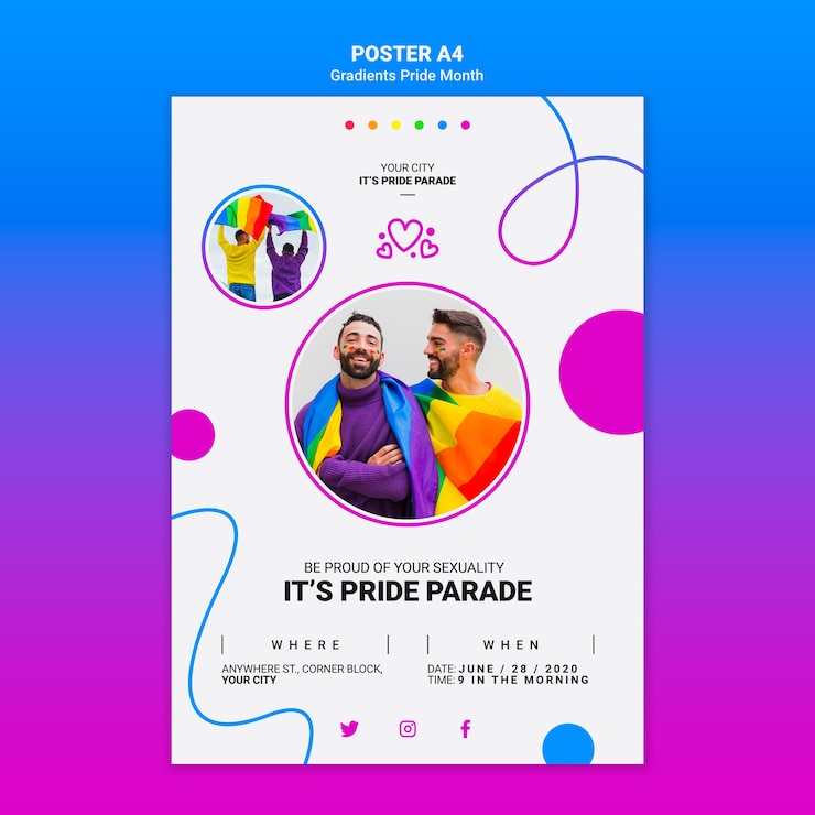 PSD gratuit affiche pour la fierté lgbt