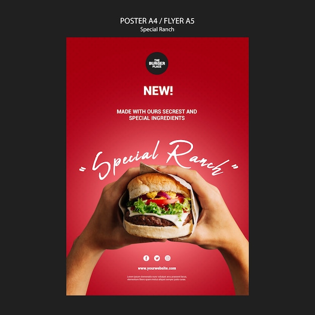 PSD gratuit affiche pour restaurant burger