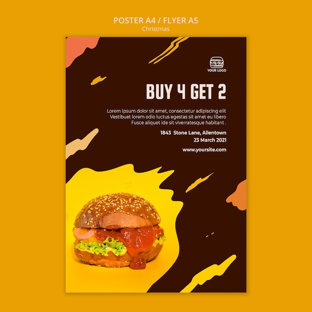 PSD gratuit affiche pour restaurant de hamburgers