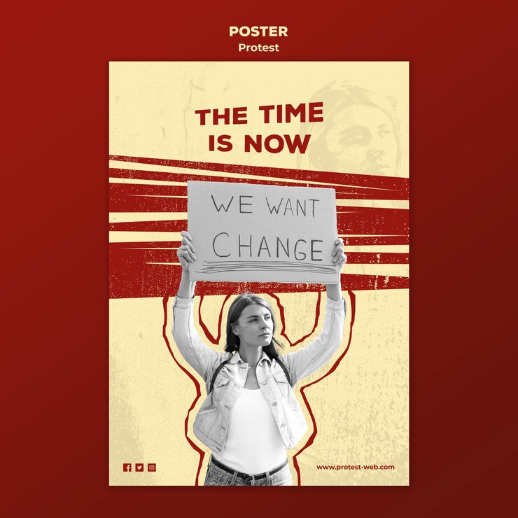 PSD gratuit affiche avec protestation pour les droits de l'homme