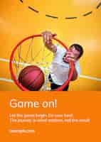 PSD gratuit affiche publicitaire de citation de motivation de modèle de sport de basket-ball psd