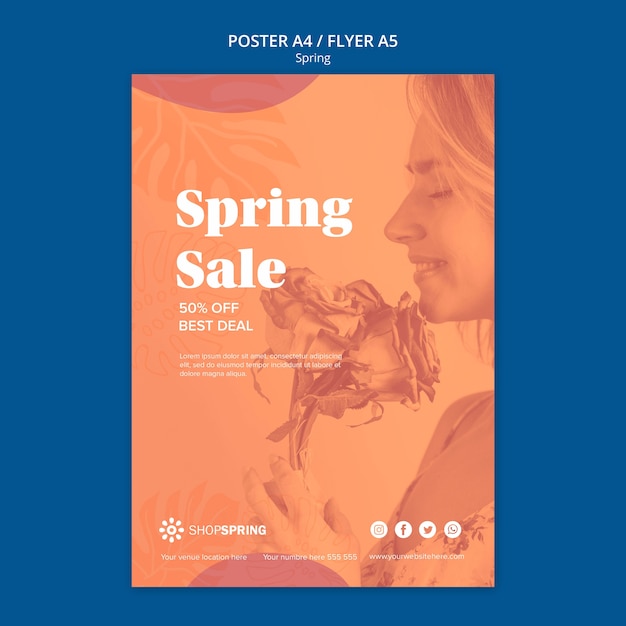 PSD gratuit affiche de réduction de vente de printemps