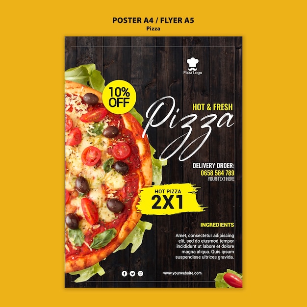 Affiche de restaurant de pizza avec photo