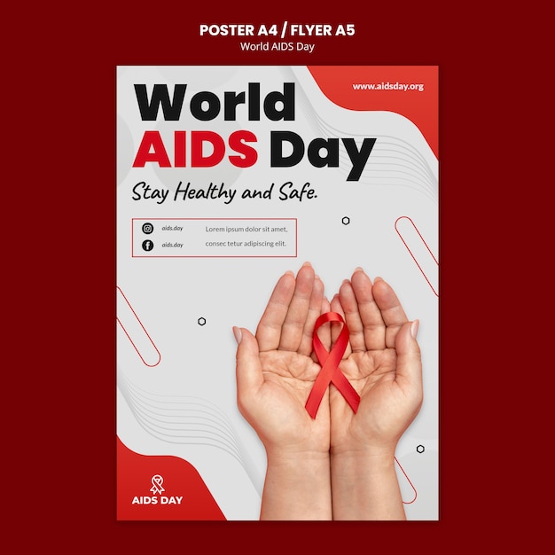 PSD gratuit affiche de sensibilisation à la journée mondiale du sida