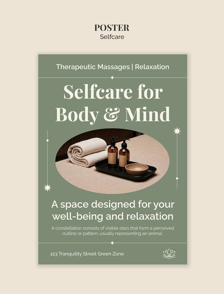 PSD gratuit affiche sur les soins personnels et la relaxation