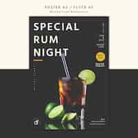 PSD gratuit affiche spéciale soirée rhum au restaurant