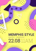 PSD gratuit affiche de style memphis jaune