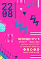 PSD gratuit affiche de style memphis rose