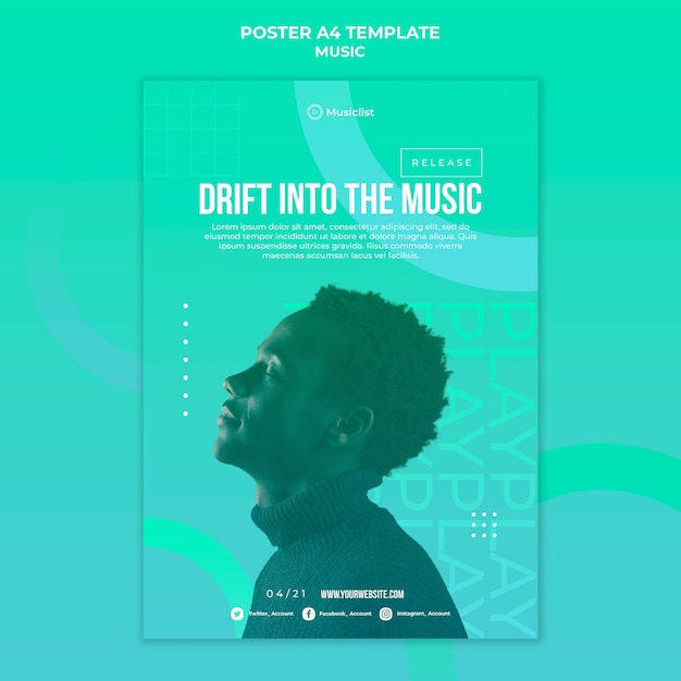 PSD gratuit affiche verticale pour les amateurs de musique