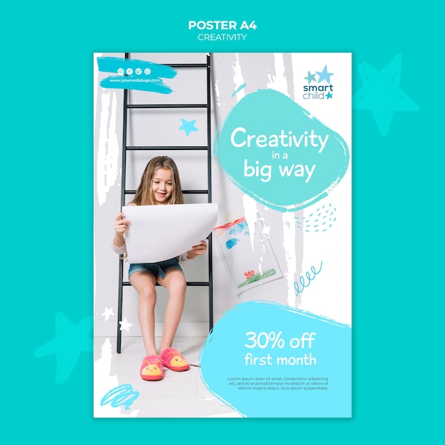 PSD gratuit affiche verticale pour les enfants créatifs s'amusant