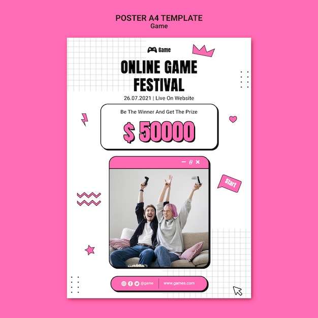 PSD gratuit affiche verticale pour jouer à des jeux vidéo