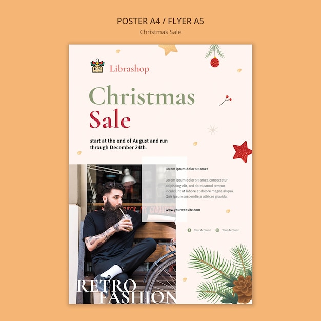 PSD gratuit affiche verticale pour la vente de noël