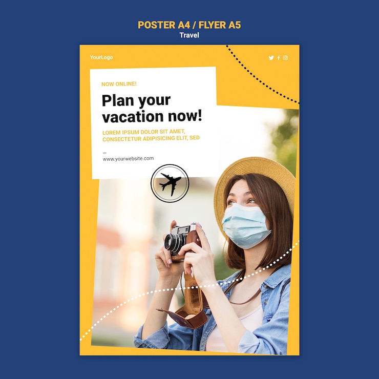 PSD gratuit affiche de voyage ou modèle de flyer avec photo