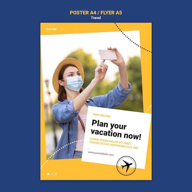 PSD gratuit affiche de voyage ou modèle de flyer avec photo