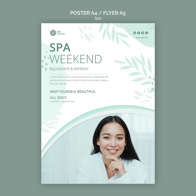 PSD gratuit affiche de week-end spa belle femme