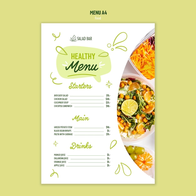 Une Alimentation Saine Menu Modèle