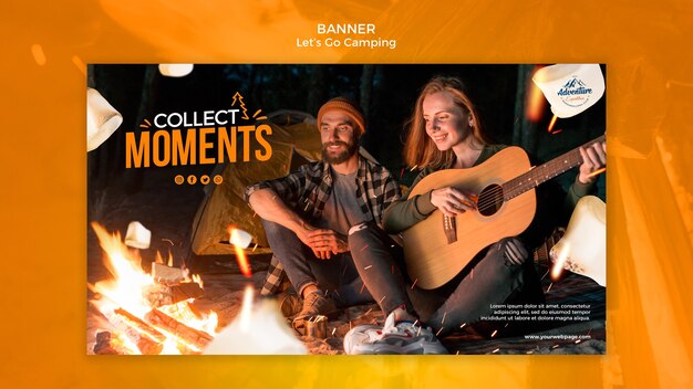 Allons camping bannière avec photo