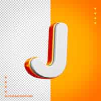 PSD gratuit alphabet 3d lettre j blanche avec orange