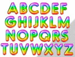 PSD gratuit un alphabet coloré avec les lettres abcd et png