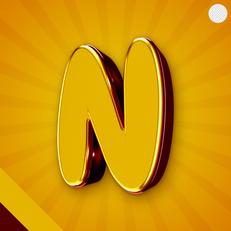 PSD gratuit alphabet jaune brillant 3d lettre n