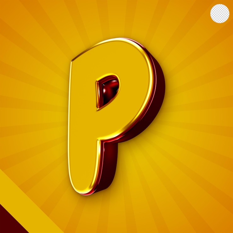PSD gratuit alphabet jaune brillant 3d lettre p