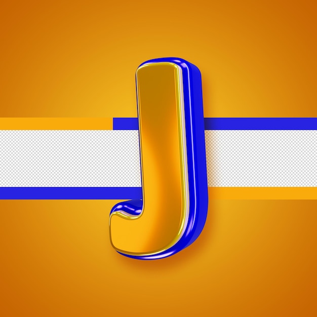 PSD gratuit alphabet jaune brillant avec lettre 3d bleue j