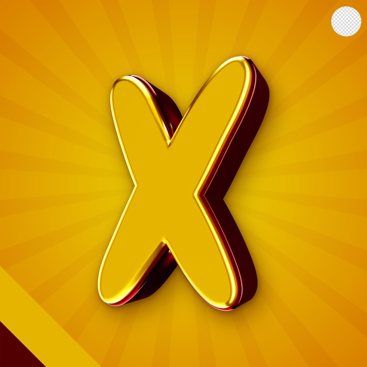 PSD gratuit alphabet jaune brillant lettre 3d x