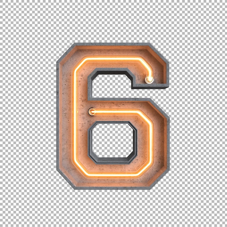 PSD gratuit alphabet néon béton sur fond transparent