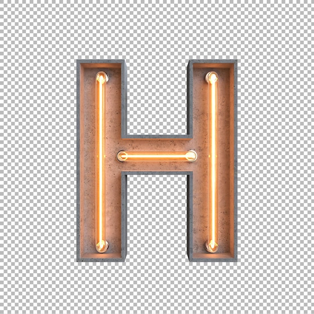 PSD gratuit alphabet néon béton sur fond transparent