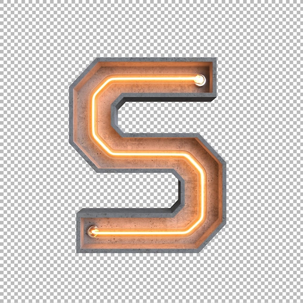 PSD gratuit alphabet néon béton sur fond transparent