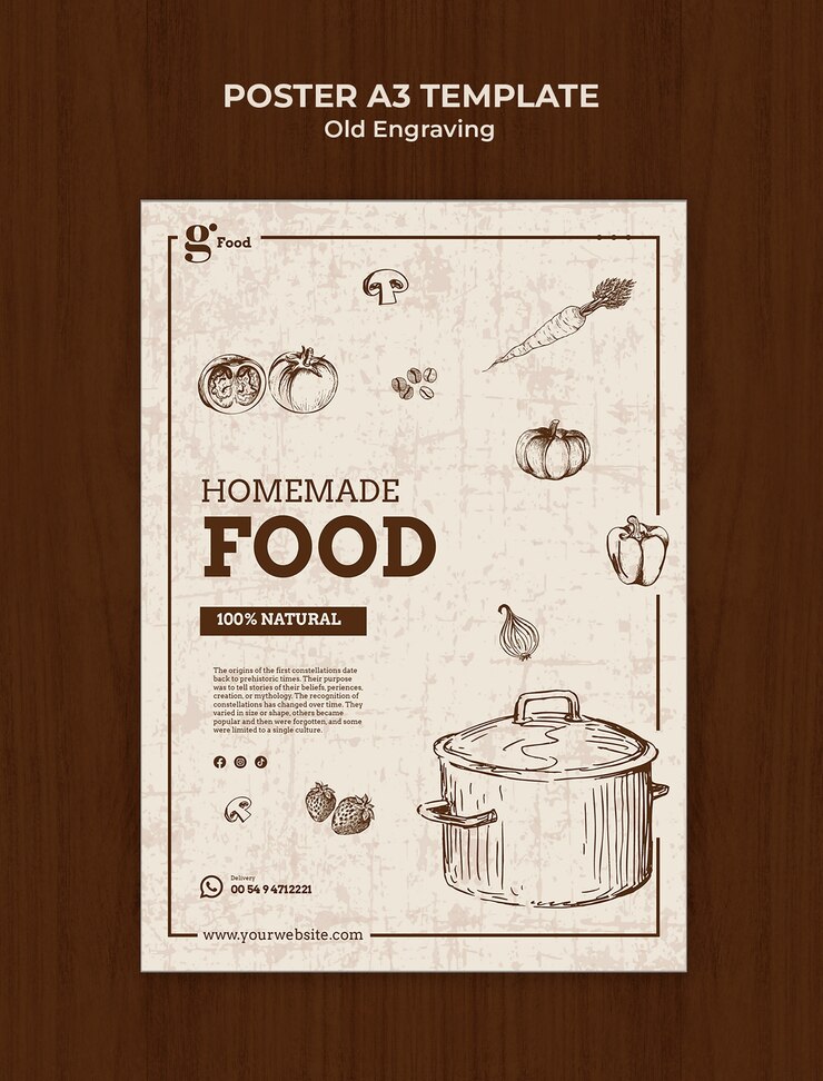 PSD gratuit ancien modèle d'affiche de menu à gravure