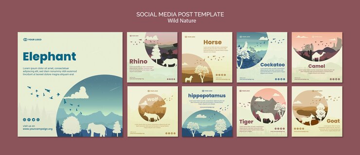 PSD gratuit les animaux sauvages dans la nature sur les médias sociaux